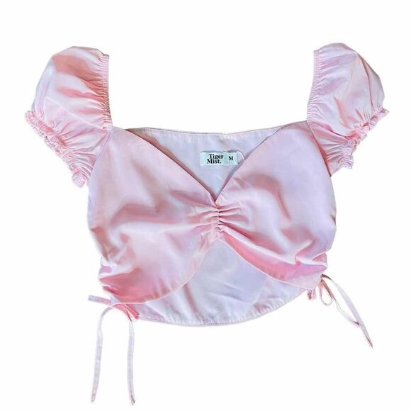 Tiger Mist Crop Top Ruffle Side Tie Sweetheart Neckline Medium NWT - Picture 1 of 4